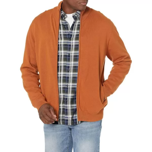 Amazon Essentials Mens FullZip Cotton SweaterRust