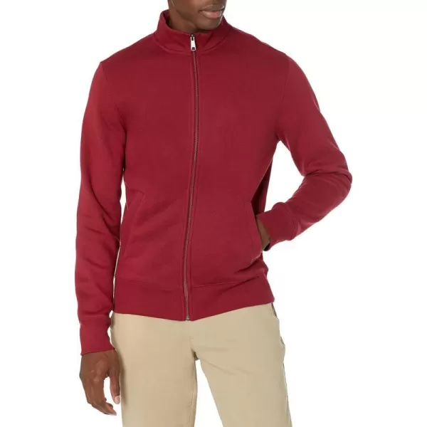 Amazon Essentials Mens FullZip Fleece Mock Neck SweatshirtRed