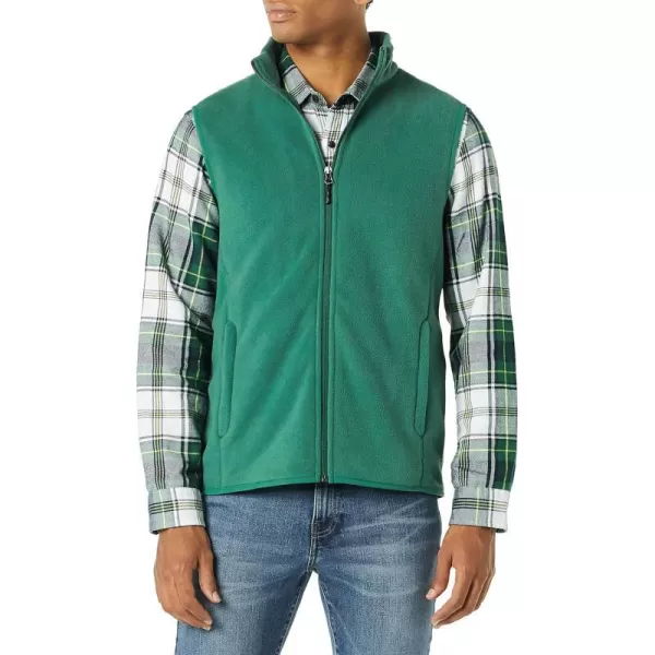 Amazon Essentials Mens FullZip Polar Fleece Vest Available in Big amp TallPolyester Dark Green