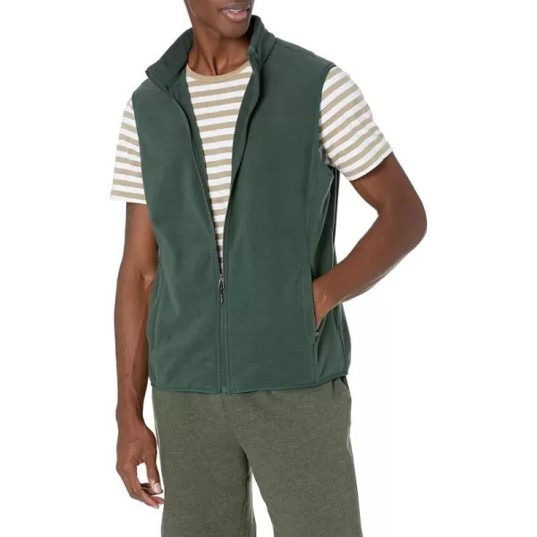 Amazon Essentials Mens FullZip Polar Fleece Vest Available in Big amp TallPolyester Forest Green