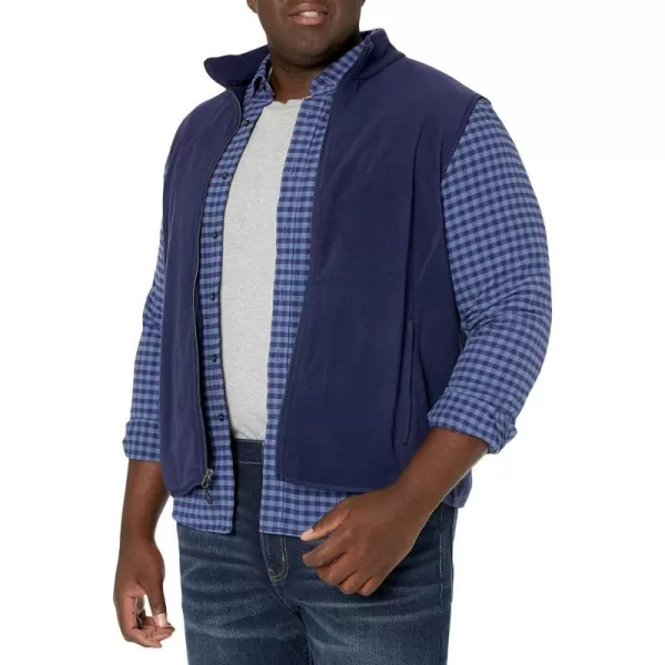 Amazon Essentials Mens FullZip Polar Fleece Vest Available in Big amp TallRecycled Polyester Navy