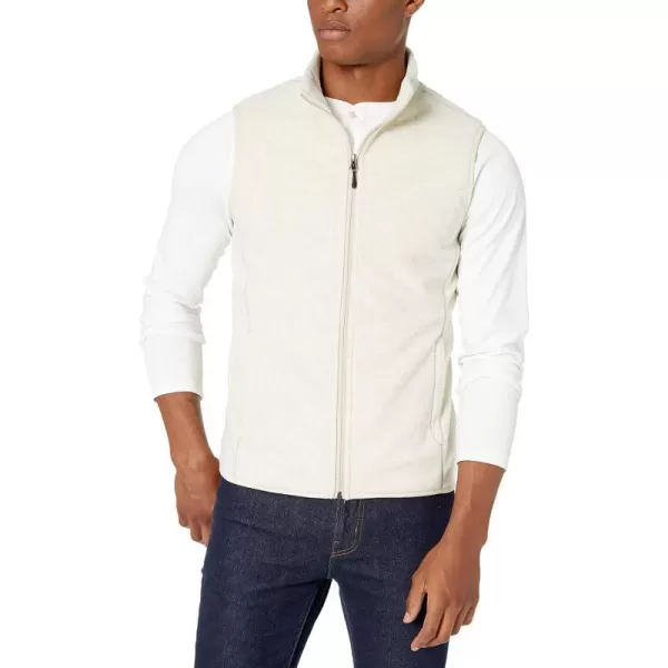 Amazon Essentials Mens FullZip Polar Fleece Vest Available in Big amp TallRecycled Polyester Oatmeal Heather