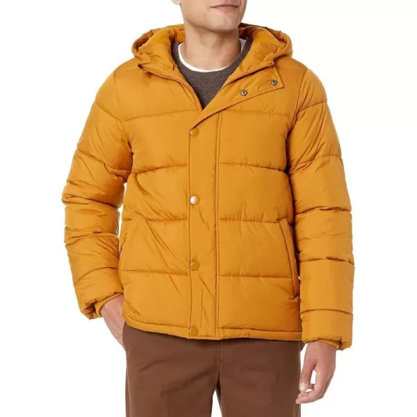 Amazon Essentials Mens Heavyweight Hooded Puffer CoatCaramel