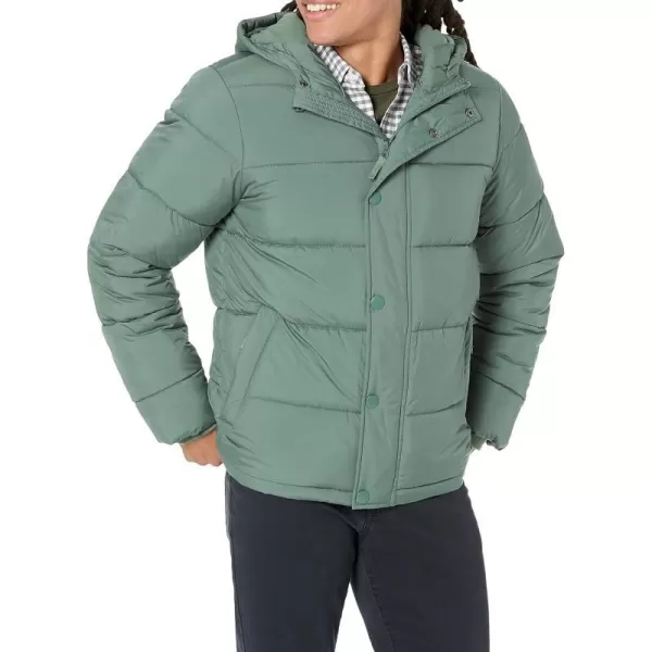 Amazon Essentials Mens Heavyweight Hooded Puffer CoatGreen