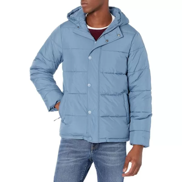 Amazon Essentials Mens Heavyweight Hooded Puffer CoatLight Blue