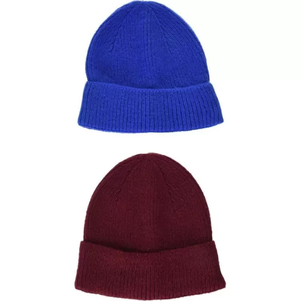 Amazon Essentials Mens Knit Beanie Hat Pack of 2Blue LolitePomegranate