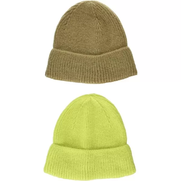 Amazon Essentials Mens Knit Beanie Hat Pack of 2CartoucheLimeade