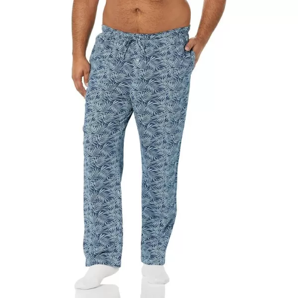 Amazon Essentials Mens Knit Pajama PantBlue Palm Leaf