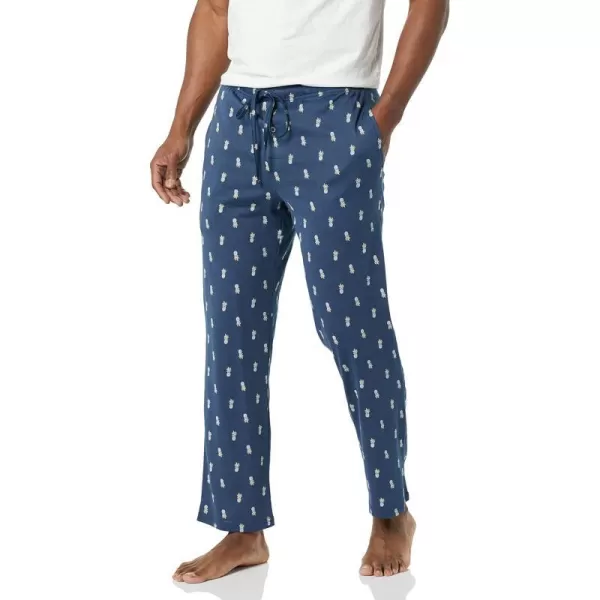 Amazon Essentials Mens Knit Pajama PantIndigo Pineapple