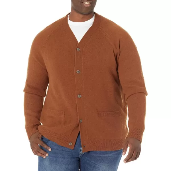 Amazon Essentials Mens Lambs Wool VNeck Cardigan Sweater Previously GoodthreadsBrown