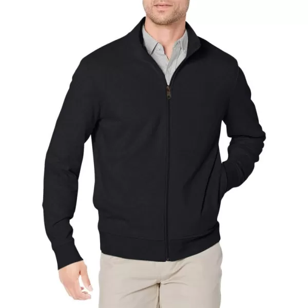 Amazon Essentials Mens Lightweight French Terry FullZip Mock Neck SweatshirtBlack