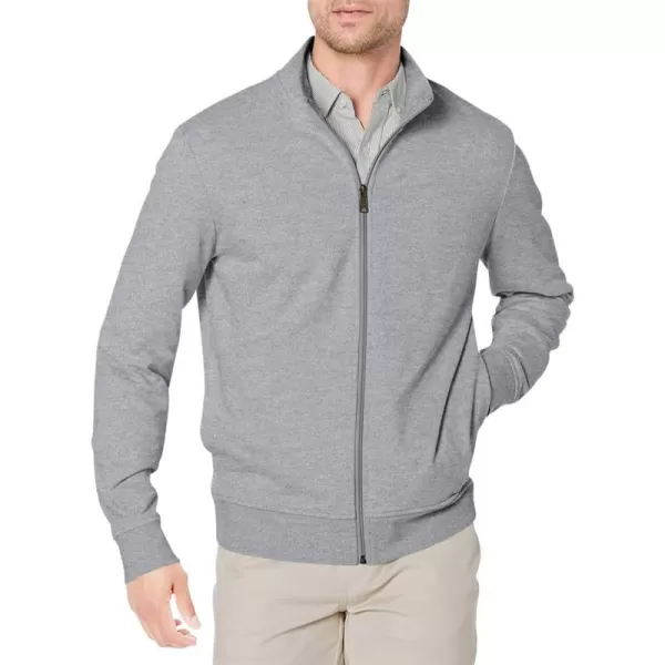 Amazon Essentials Mens Lightweight French Terry FullZip Mock Neck SweatshirtCharcoal Heather