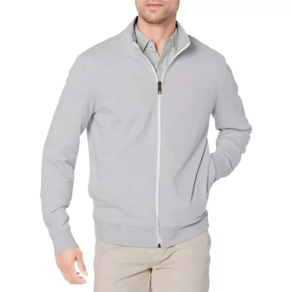 Amazon Essentials Mens Lightweight French Terry FullZip Mock Neck SweatshirtLight Grey Heather