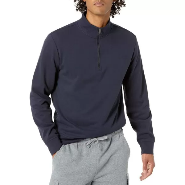 Amazon Essentials Mens Lightweight French Terry QuarterZip Mock Neck SweatshirtDark Navy