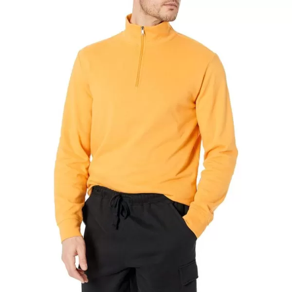 Amazon Essentials Mens Lightweight French Terry QuarterZip Mock Neck SweatshirtGolden Yellow