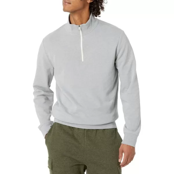 Amazon Essentials Mens Lightweight French Terry QuarterZip Mock Neck SweatshirtLight Grey Heather