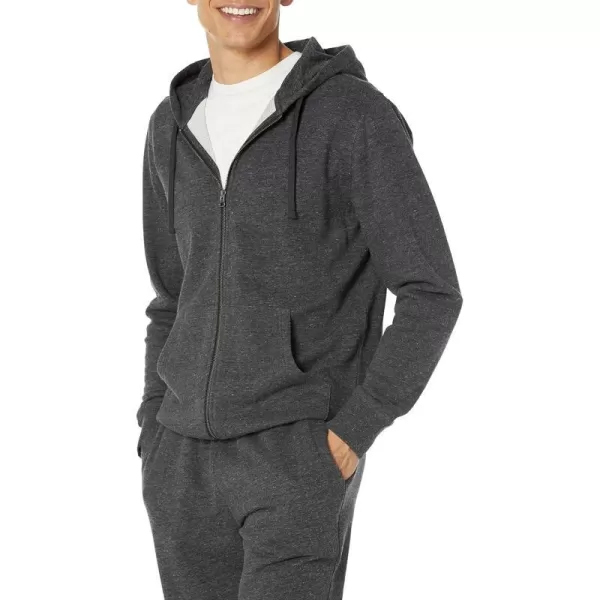 Amazon Essentials Mens Lightweight LongSleeve French Terry FullZip Hooded Sweatshirt Available in Big amp TallCharcoal Heather