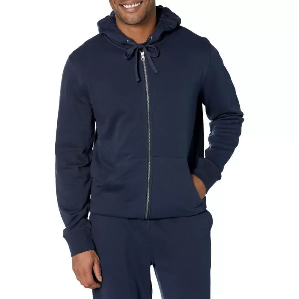 Amazon Essentials Mens Lightweight LongSleeve French Terry FullZip Hooded Sweatshirt Available in Big amp TallNavy