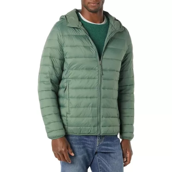 Amazon Essentials Mens Lightweight WaterResistant Packable Hooded Puffer JacketGreen