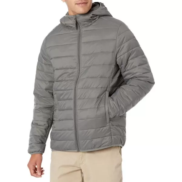 Amazon Essentials Mens Lightweight WaterResistant Packable Hooded Puffer JacketGrey