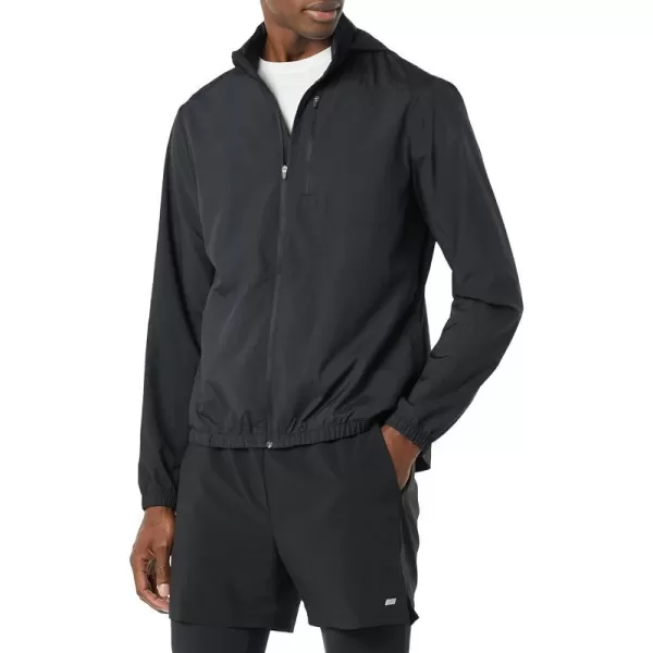 Amazon Essentials Mens Lightweight Woven Full Zipper Running JacketBlack