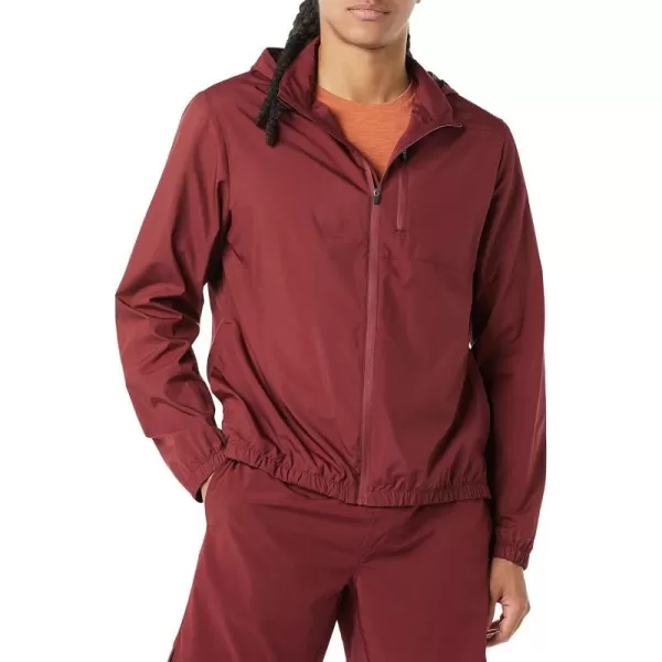 Amazon Essentials Mens Lightweight Woven Full Zipper Running JacketBurgundy