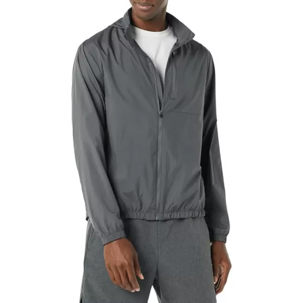 Amazon Essentials Mens Lightweight Woven Full Zipper Running JacketCharcoal