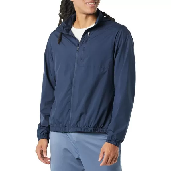 Amazon Essentials Mens Lightweight Woven Full Zipper Running JacketNavy