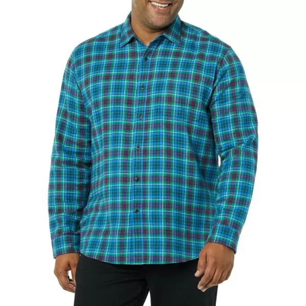 Amazon Essentials Mens LongSleeve Flannel Shirt Available in Big amp TallAqua Blue Plaid