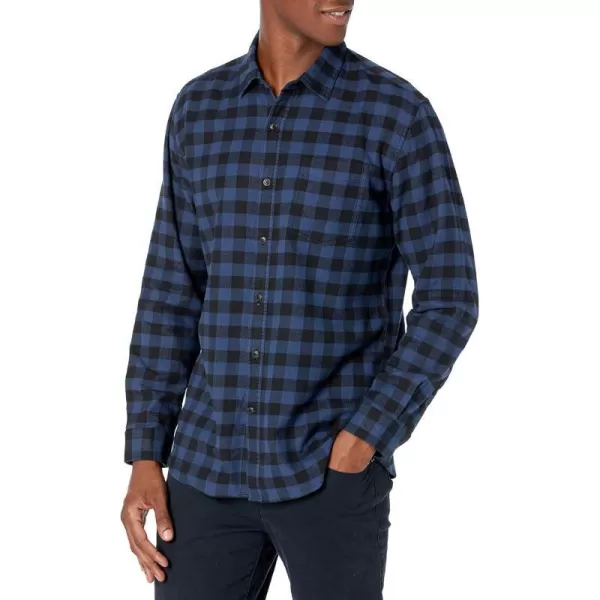 Amazon Essentials Mens LongSleeve Flannel Shirt Available in Big amp TallBlack Blue Buffalo Plaid