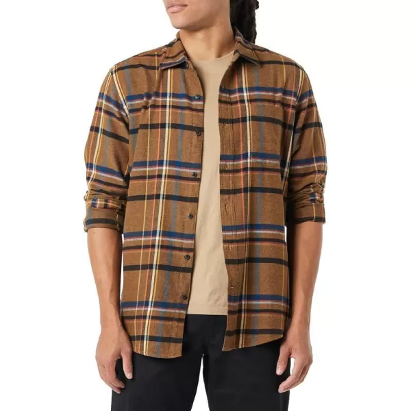 Amazon Essentials Mens LongSleeve Flannel Shirt Available in Big amp TallBlack Brown Mix Plaid