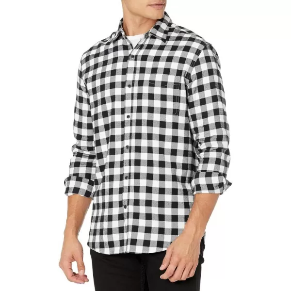 Amazon Essentials Mens LongSleeve Flannel Shirt Available in Big amp TallBlack Buffalo Plaid