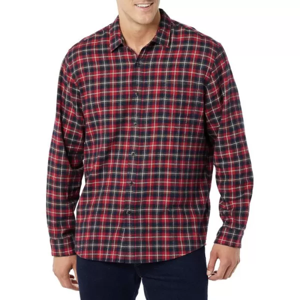 Amazon Essentials Mens LongSleeve Flannel Shirt Available in Big amp TallDark Red Plaid