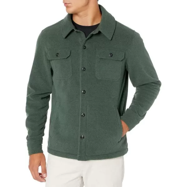 Amazon Essentials Mens LongSleeve Polar Fleece Shirt JacketDark Green