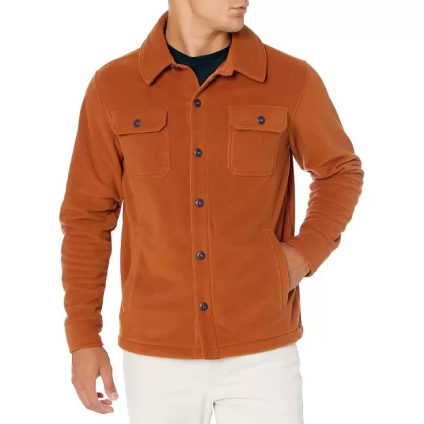 Amazon Essentials Mens LongSleeve Polar Fleece Shirt JacketNutmeg