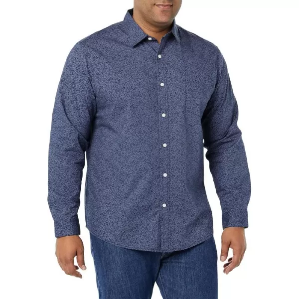 Amazon Essentials Mens LongSleeve Regularfit Stretch Poplin ShirtNavy Floral