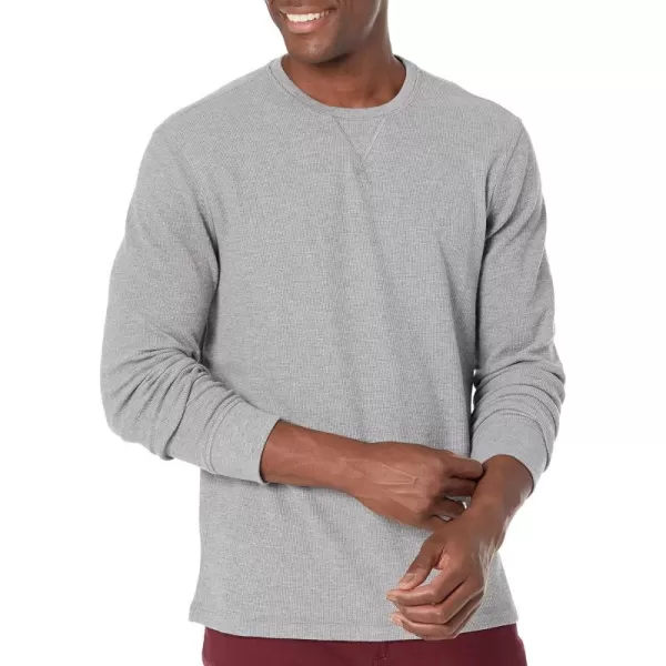 Amazon Essentials Mens LongSleeve Slub Thermal Crewneck Previously GoodthreadsGrey Heather