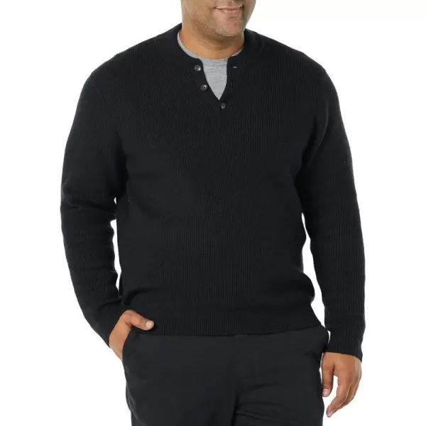 Amazon Essentials Mens LongSleeve Soft Touch Henley SweaterBlack