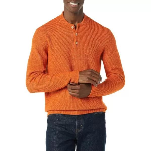 Amazon Essentials Mens LongSleeve Soft Touch Henley SweaterOrange