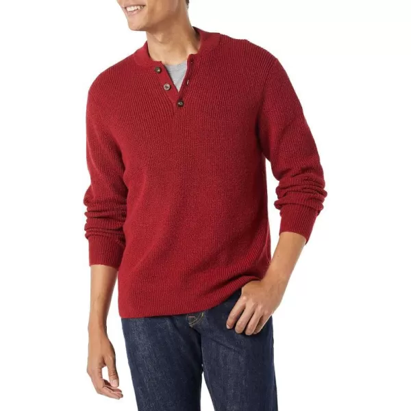 Amazon Essentials Mens LongSleeve Soft Touch Henley SweaterRed