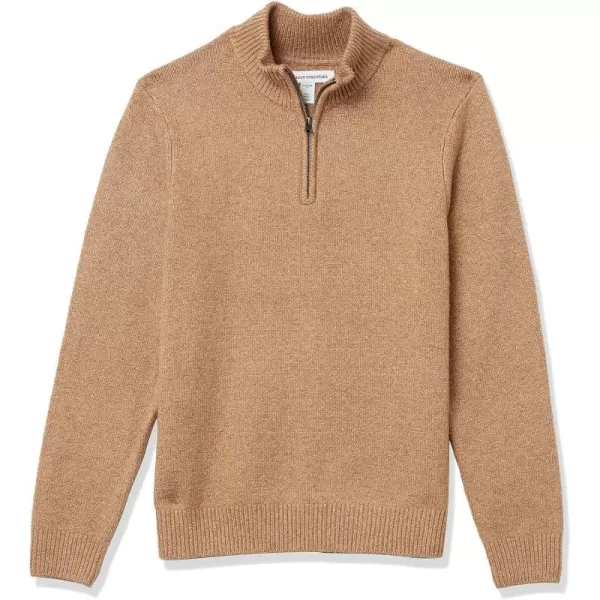 Amazon Essentials Mens LongSleeve Soft Touch QuarterZip SweaterCamel