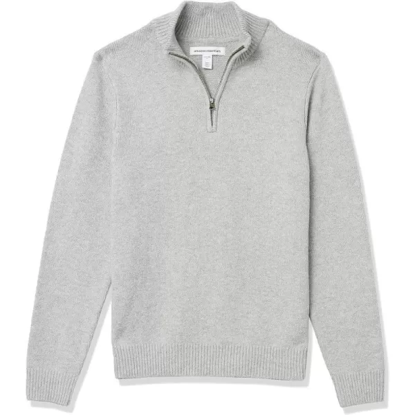 Amazon Essentials Mens LongSleeve Soft Touch QuarterZip SweaterLight Grey