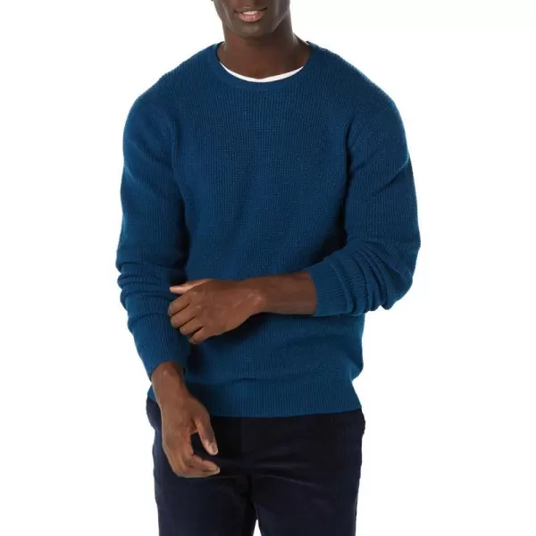 Amazon Essentials Mens LongSleeve Soft Touch Waffle Stitch Crewneck SweaterBlue