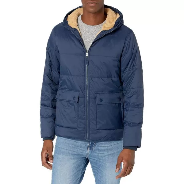 Amazon Essentials Mens LongSleeve WaterResistant SherpaLined Puffer JacketNavy