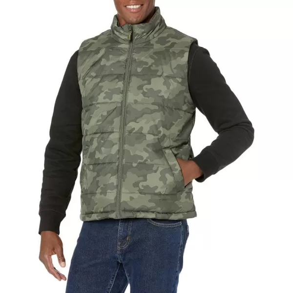 Amazon Essentials Mens Midweight Puffer VestMilitary Green Camo