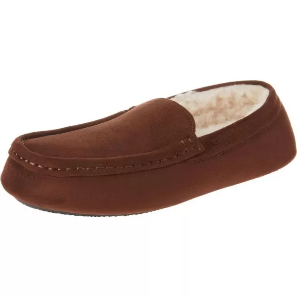 Amazon Essentials Mens Moccasin SlipperPolyester Dark Toffee Brown