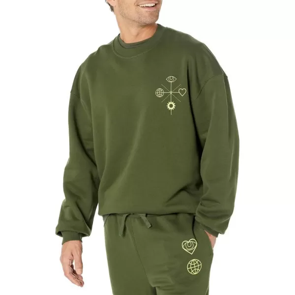 Amazon Essentials Mens OversizedFit Crewneck Sweatshirt Available in Big amp TallDark Olive