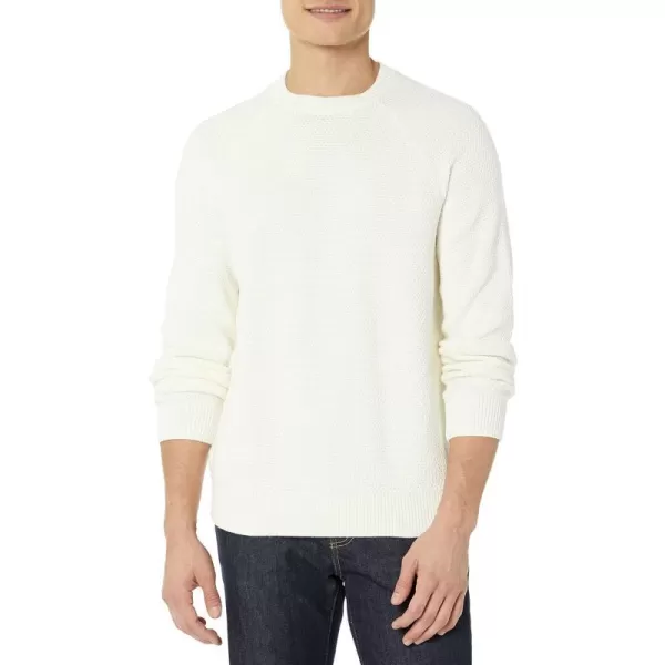 Amazon Essentials Mens OversizedFit Textured Cotton Crewneck SweaterEggshell White