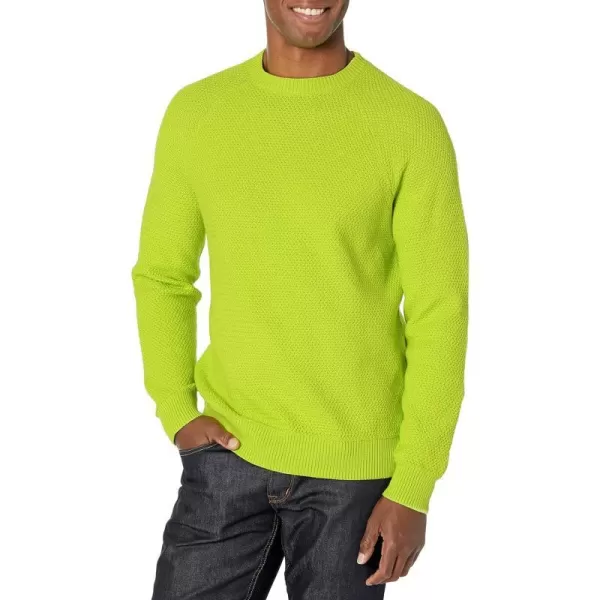 Amazon Essentials Mens OversizedFit Textured Cotton Crewneck SweaterLime Green