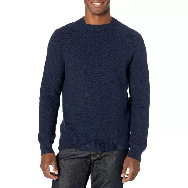 Amazon Essentials Mens OversizedFit Textured Cotton Crewneck SweaterNavy